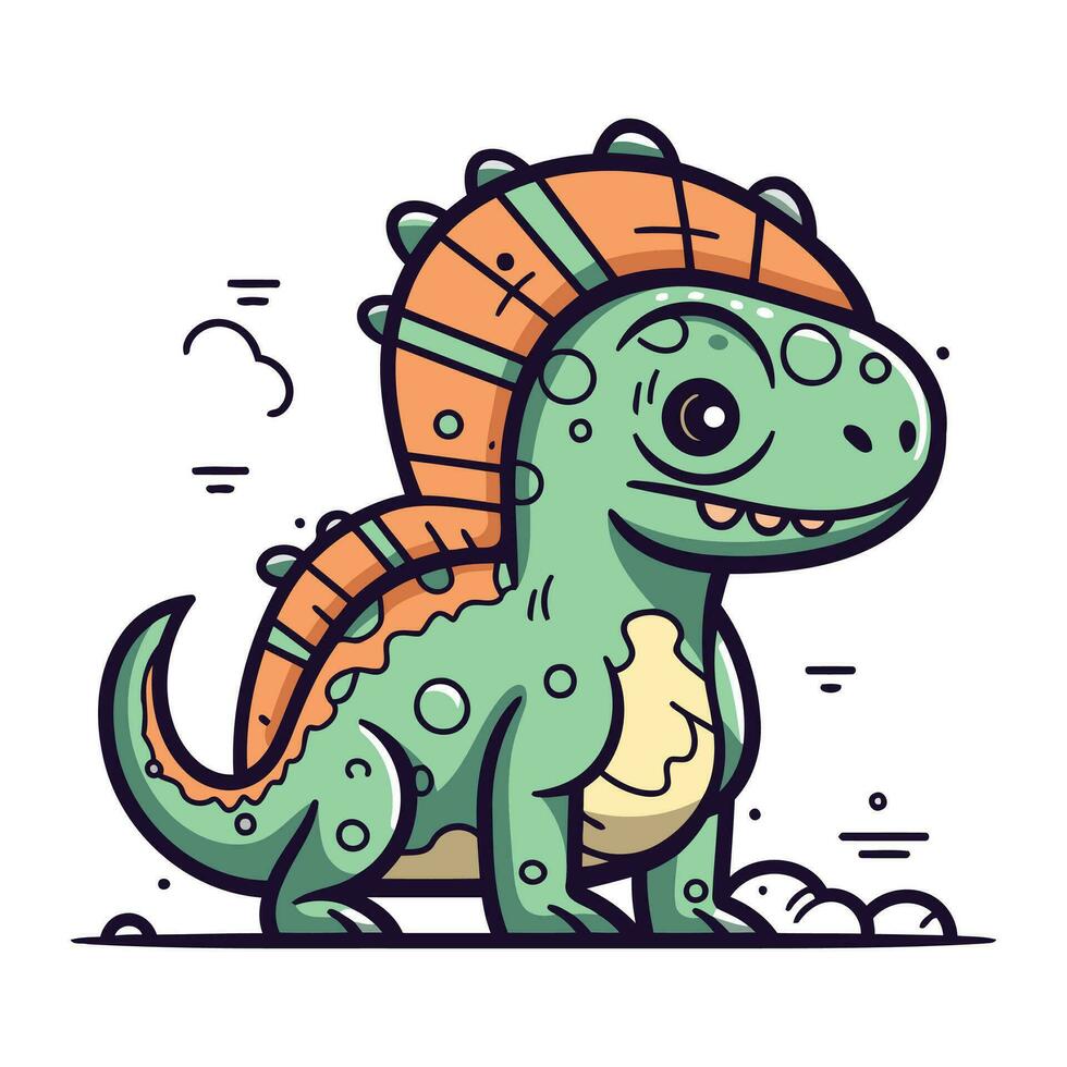 Cute dinosaur. Vector illustration. Cartoon style. Isolated on white background.