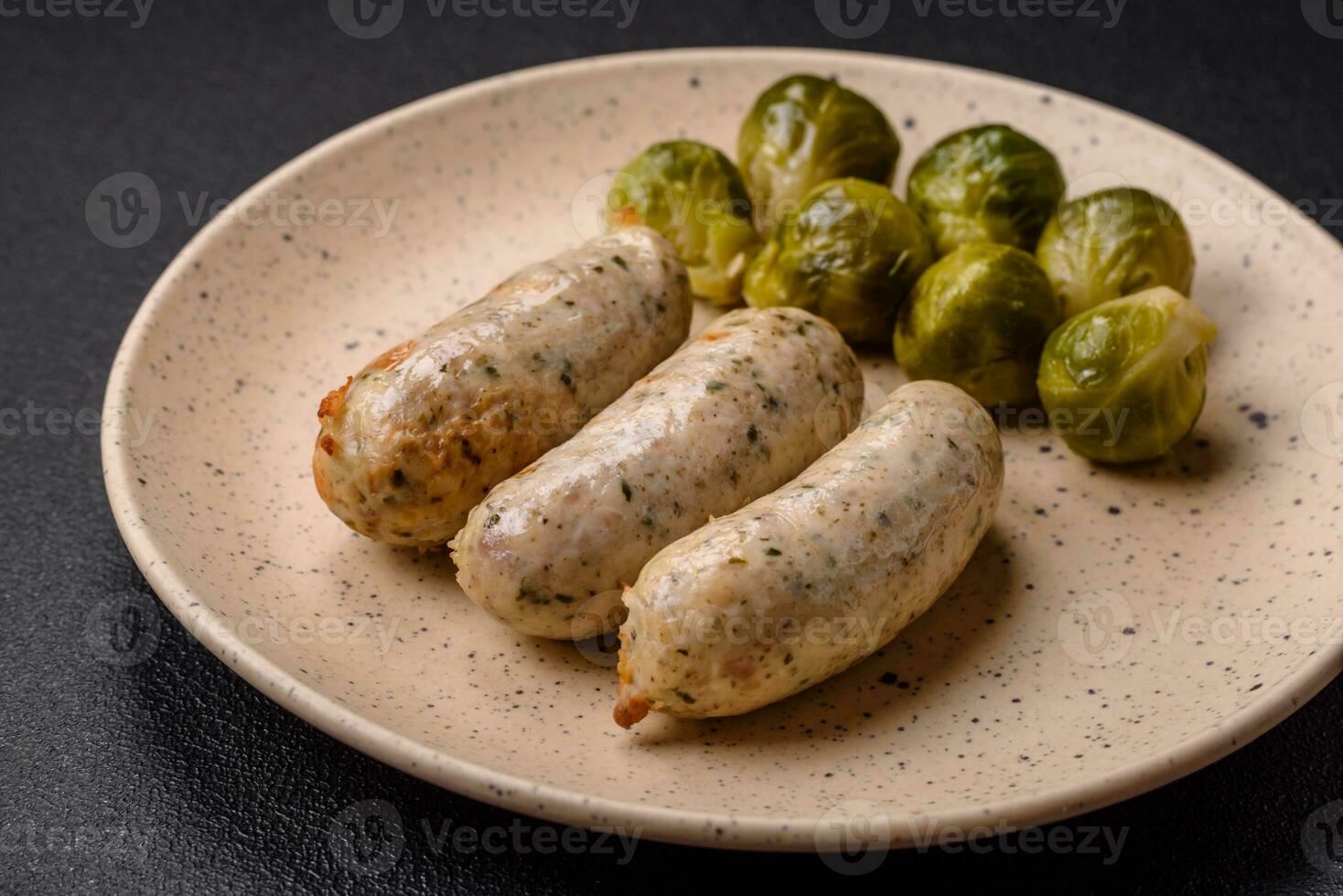 Sausages vegetable protein seitan meatless soy wheat classic taste vegetarian or vegan snack photo