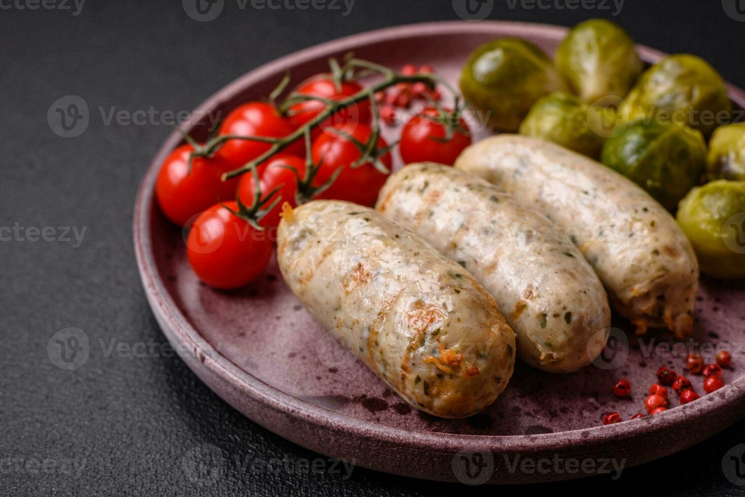 Sausages vegetable protein seitan meatless soy wheat classic taste vegetarian or vegan snack photo