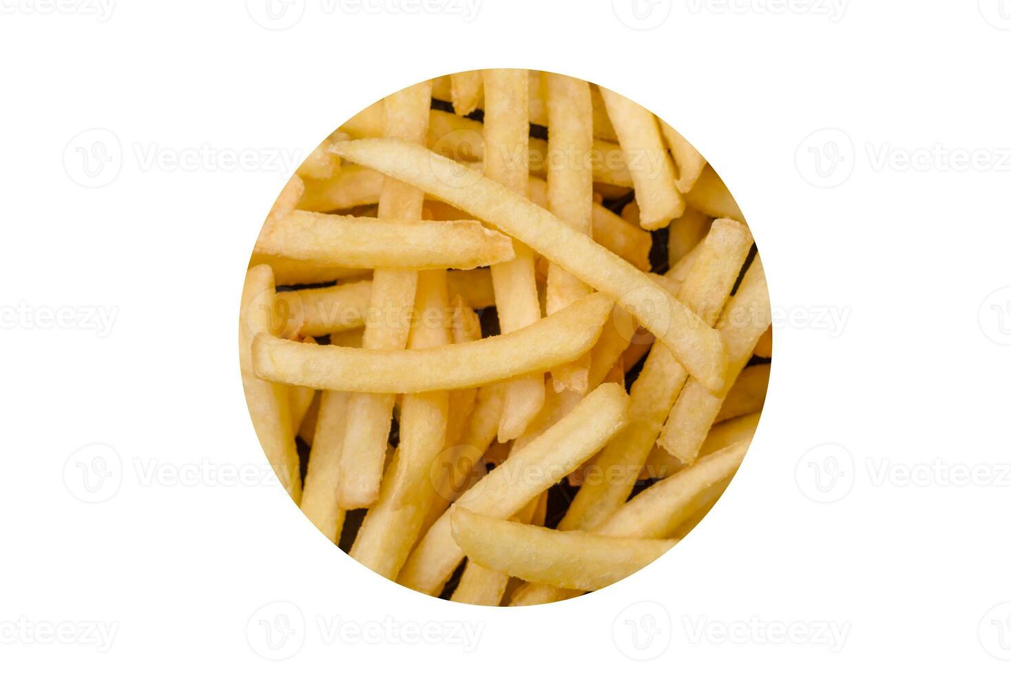 Fresh delicious crispy French fries with salt and spices photo