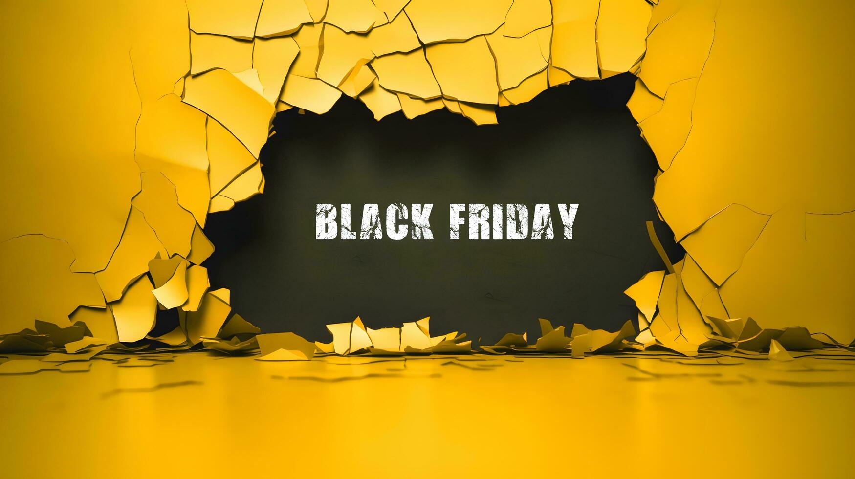 Black Friday Sale, Spectacular Discounts on a Yellow Cracked Wall Background photo