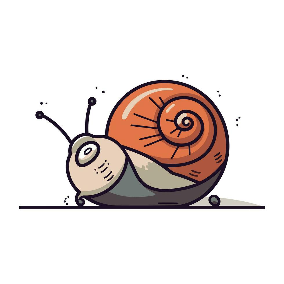 caracol dibujos animados vector ilustración. aislado en un blanco antecedentes.