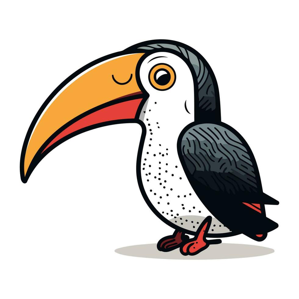 Cute cartoon toucan bird. Vector illustration isolated on white background.