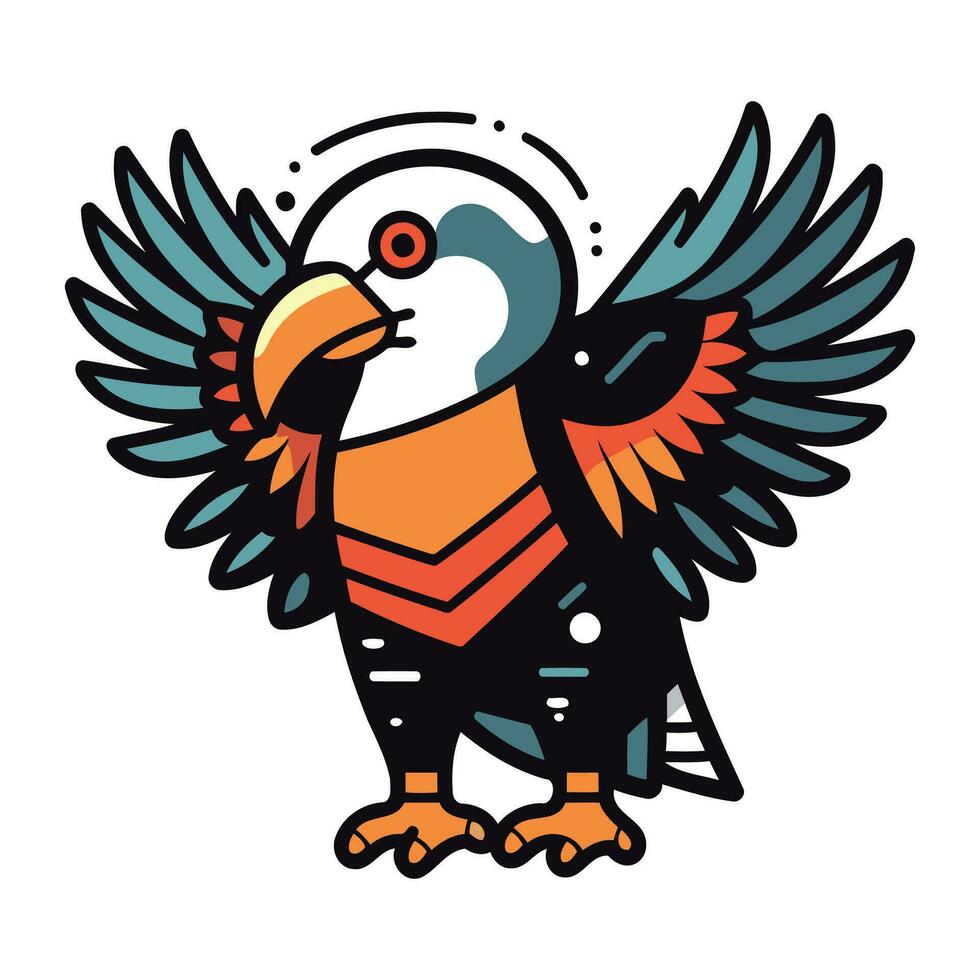 vector ilustración de un dibujos animados calvo águila con un abierto pico.