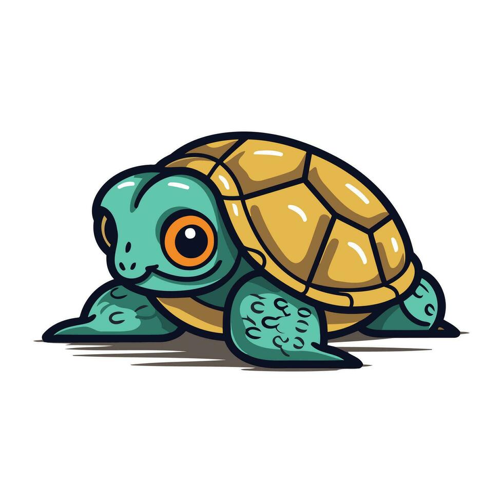 linda dibujos animados Tortuga aislado en un blanco antecedentes. vector ilustración.