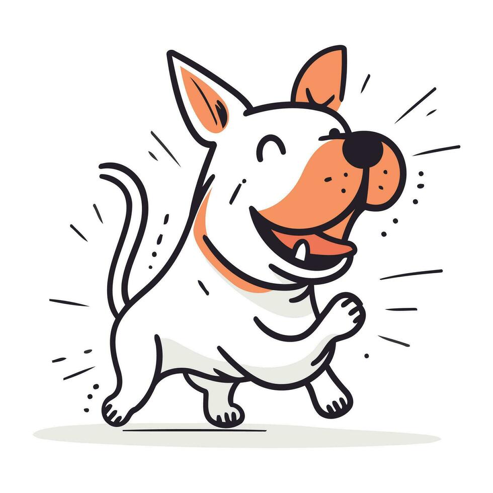 Cute cartoon dog running. Vector illustration in doodle style.