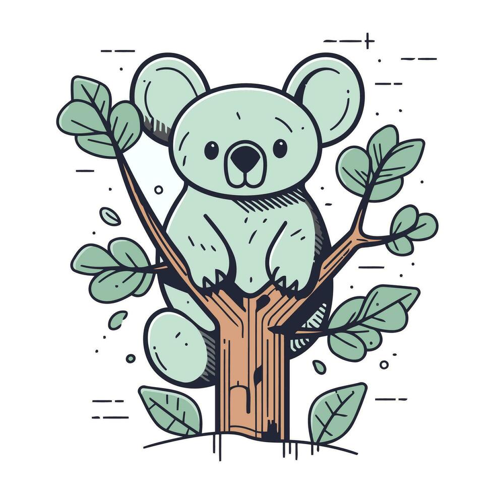 linda coala sentado en un árbol. vector ilustración en dibujos animados estilo.