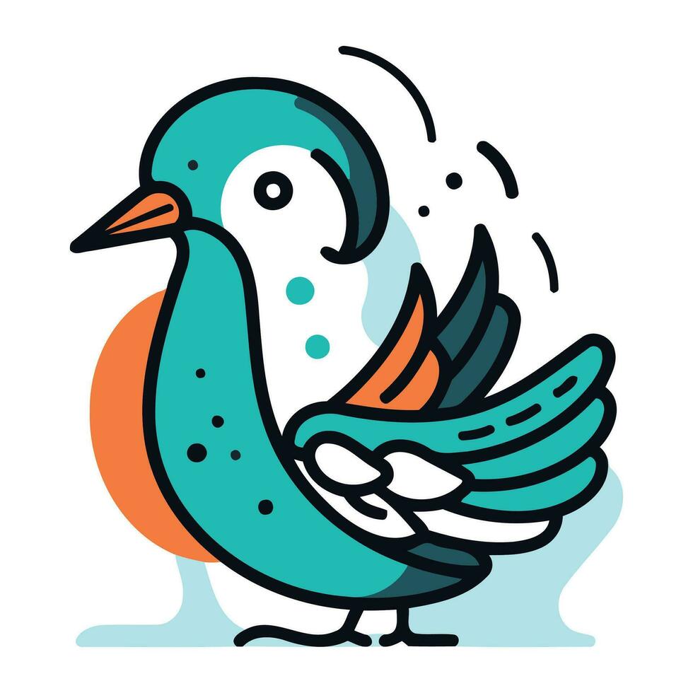 Pigeon doodle vector illustration in flat line style.