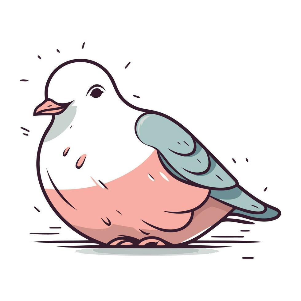 Pigeon bird. Hand drawn vector illustration in cartoon style.