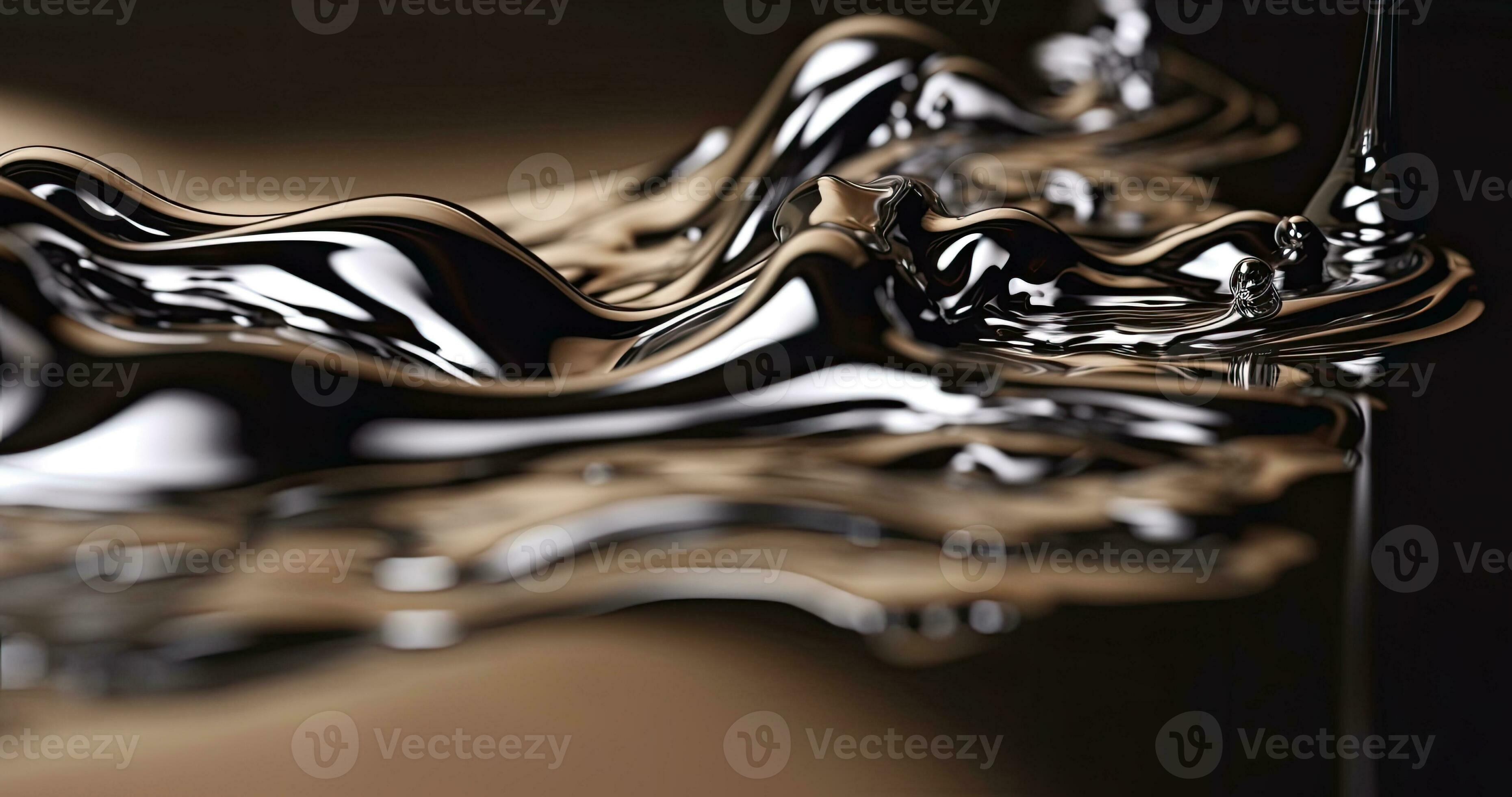 The closeup of liquid metal being cooled rapidly Creating using