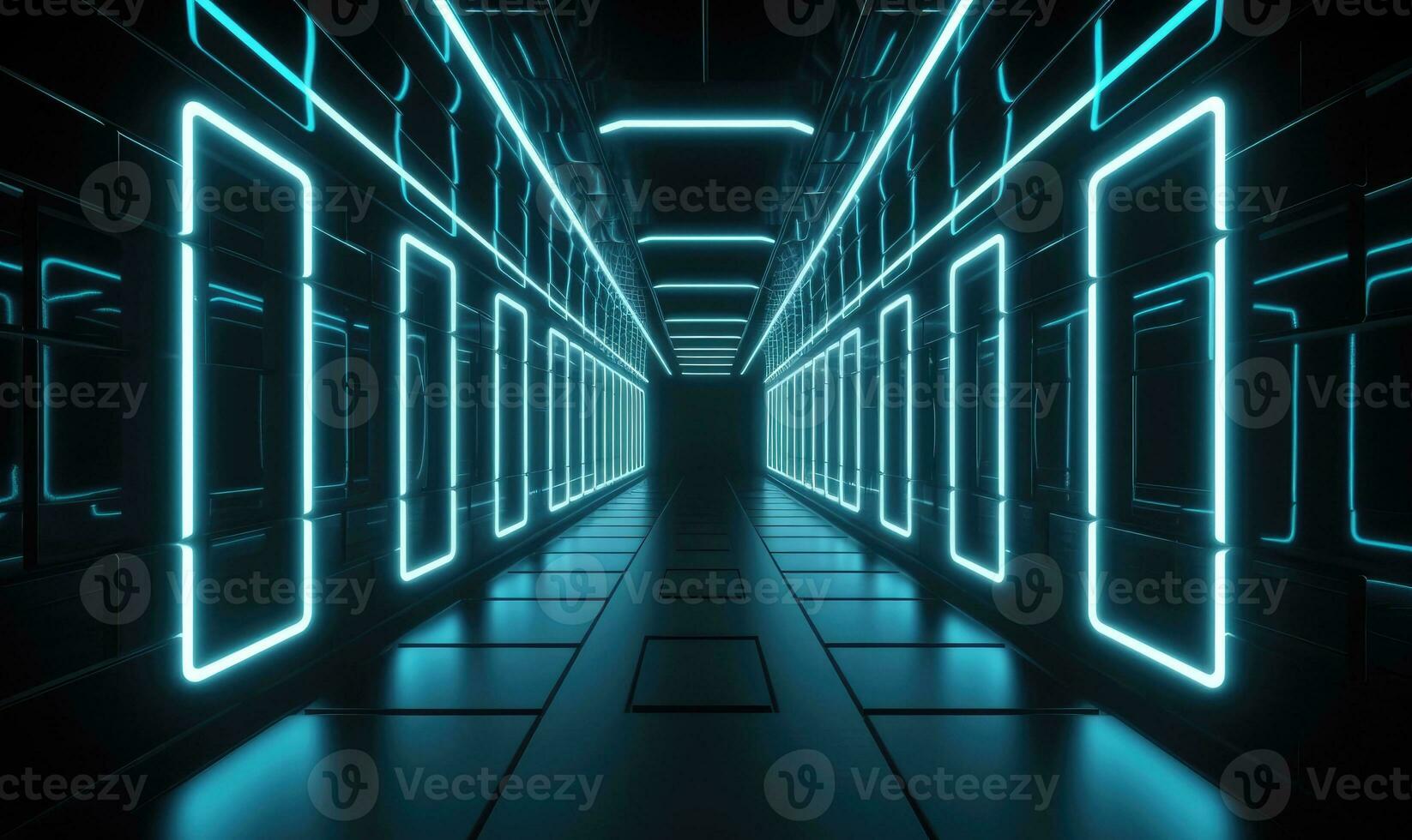 The dark sci-fi world illuminated by neon lamps Creating using generative AI tools photo