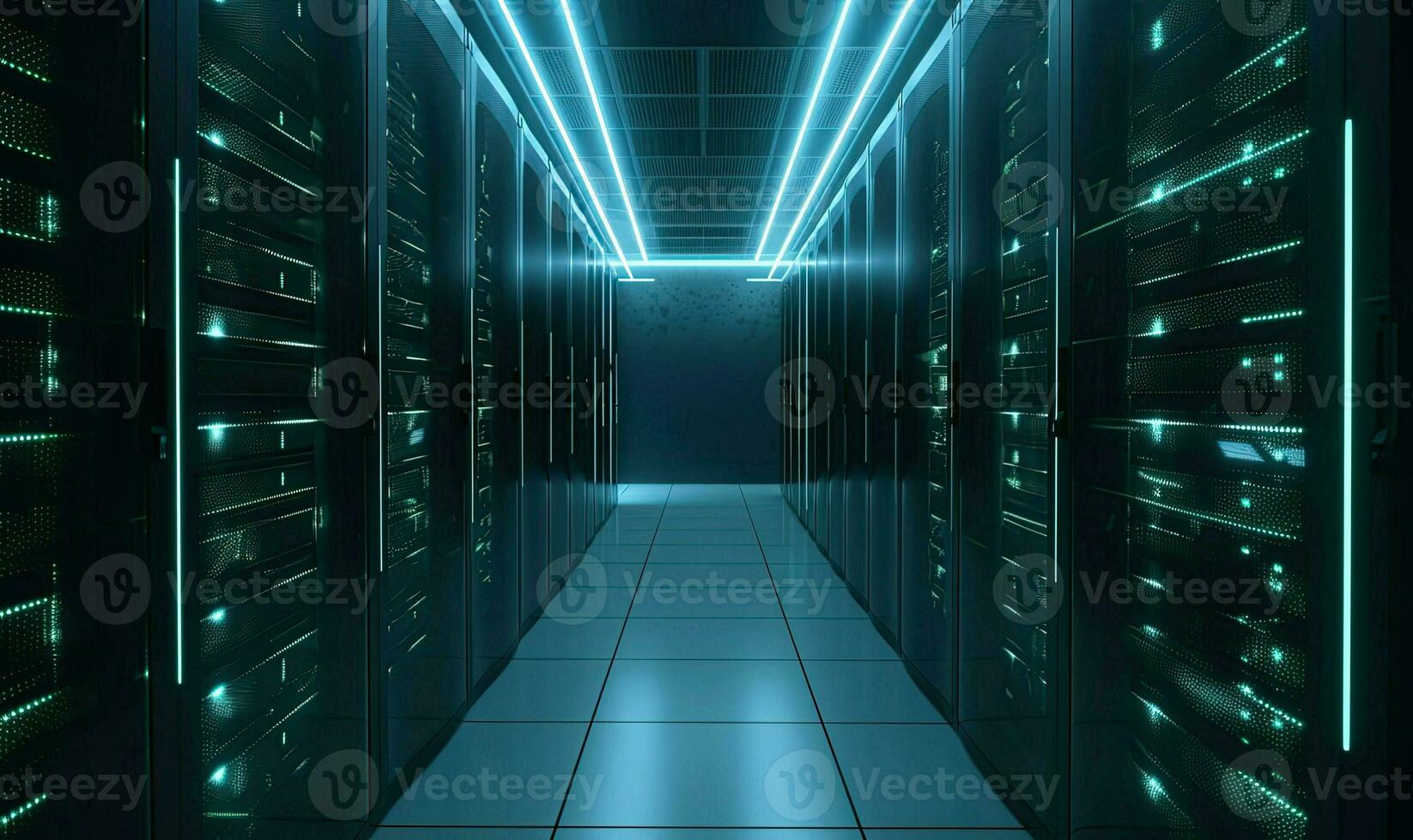 Server racks in computer network security server room data center photo