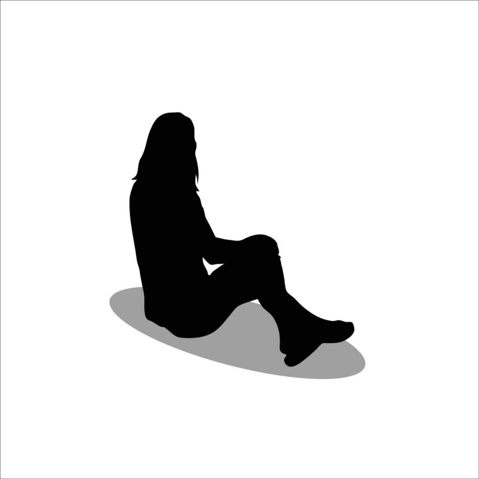 Girl sitting silhouette vector