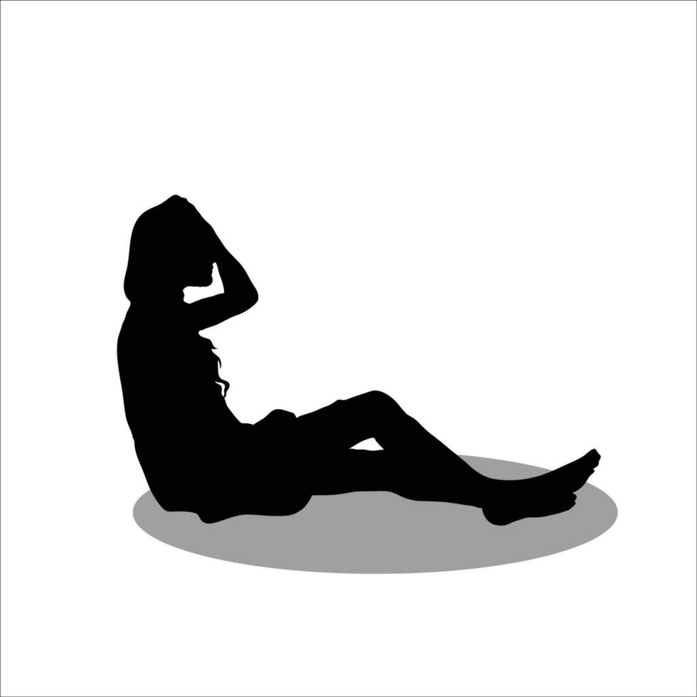 Girl sitting silhouette vector