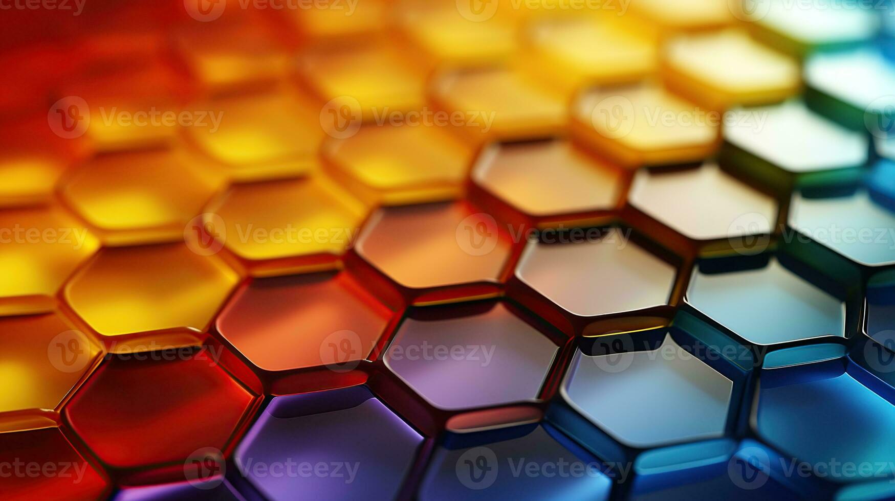 3D Illustration. Multi color geometric hexagonal abstract background. Ai generated photo