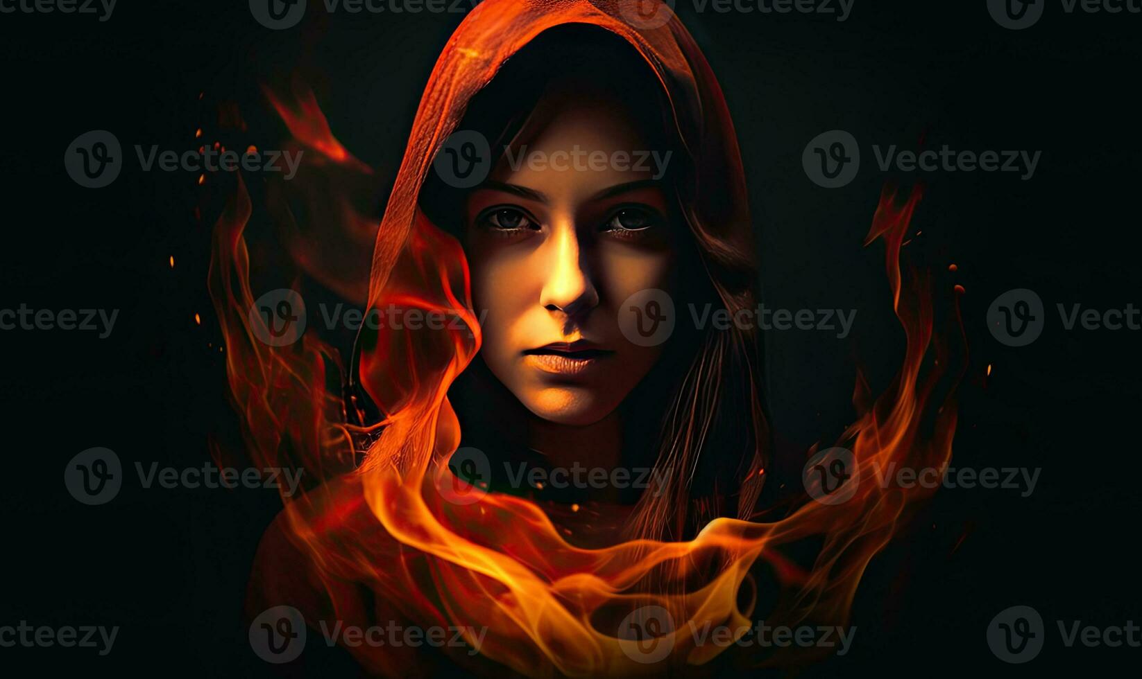 The mysterious figure was cloaked in an ethereal blaze, captivating all who beheld her. Creating using generative AI tools photo