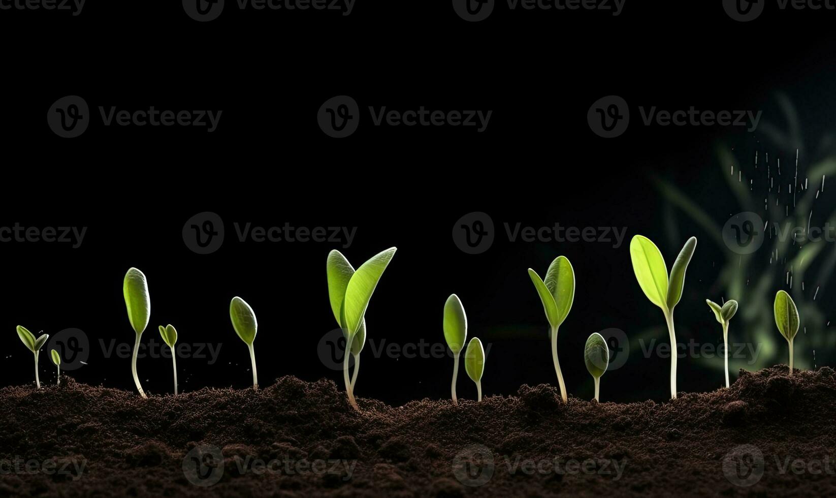 A small but thriving garden of young plant seedlings Creating using generative AI tools photo