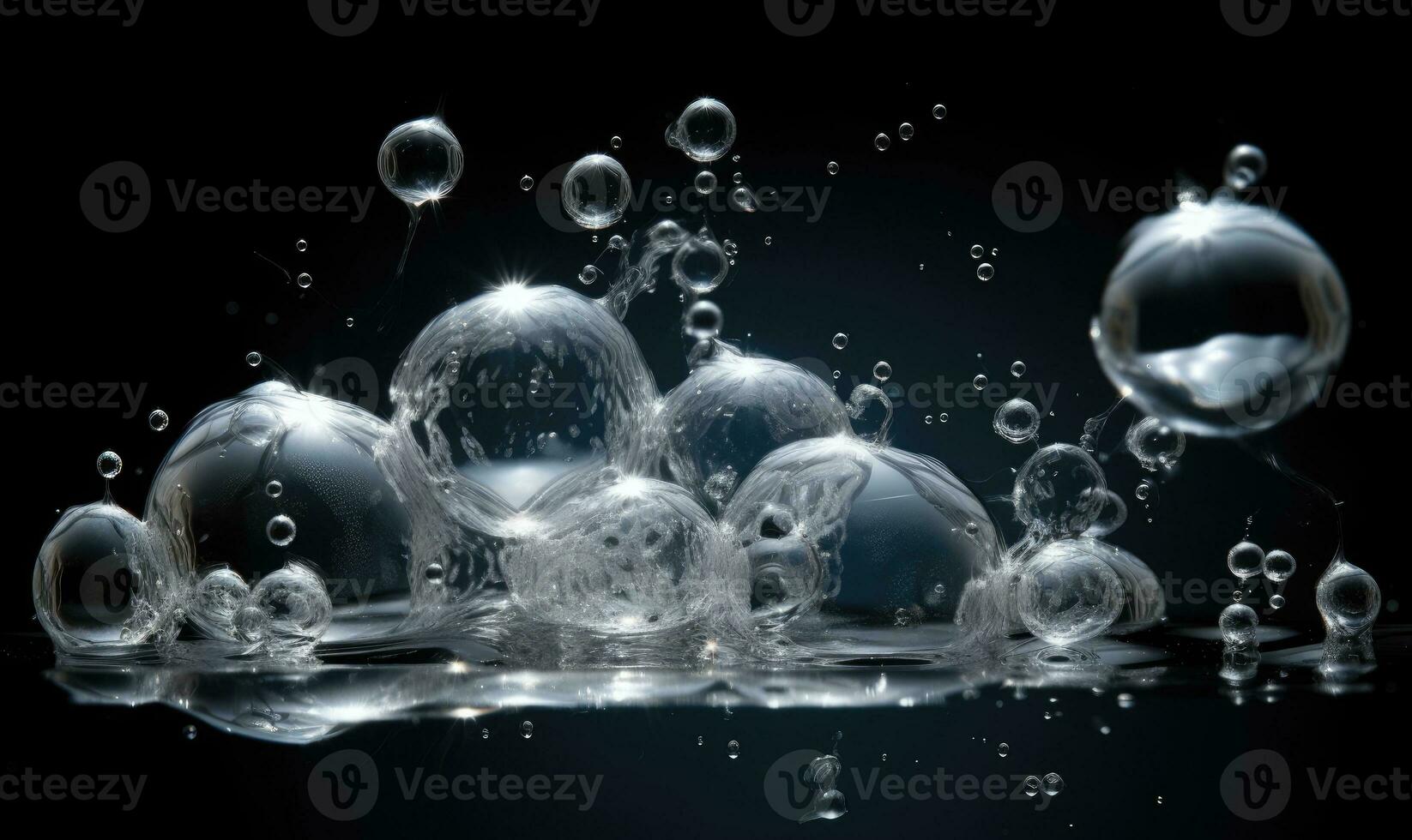 Air bubbles in water are like tiny pockets of air that float to the surface. Creating using generative AI tools photo