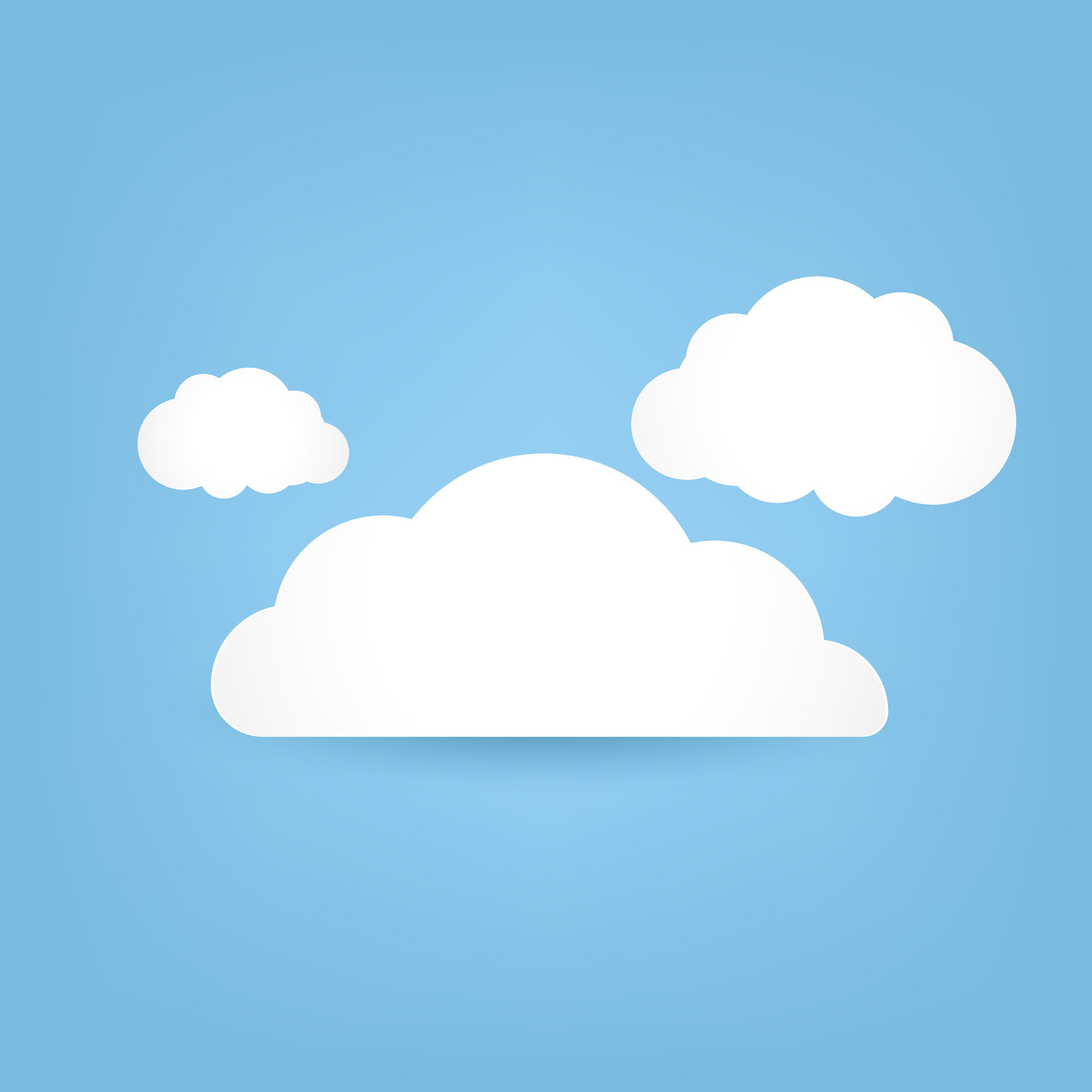 Set of white Clouds on bright blue color. Abstract white cloudy cartoon