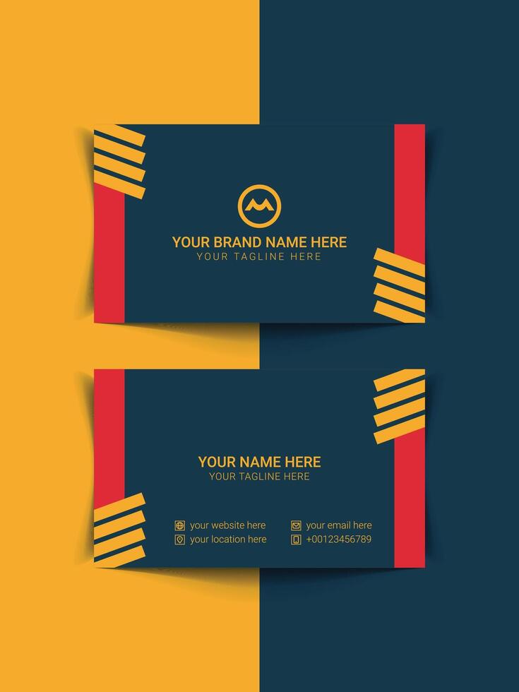 Corporate business card template. Modern and creative business card template.Red, blue, yellow vector