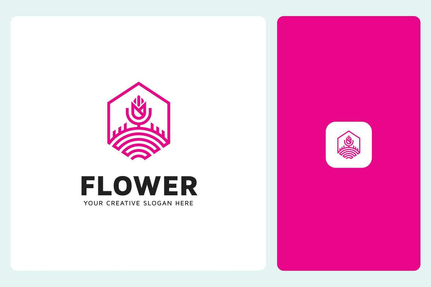 Hexagonal Flower Logo Design Template vector