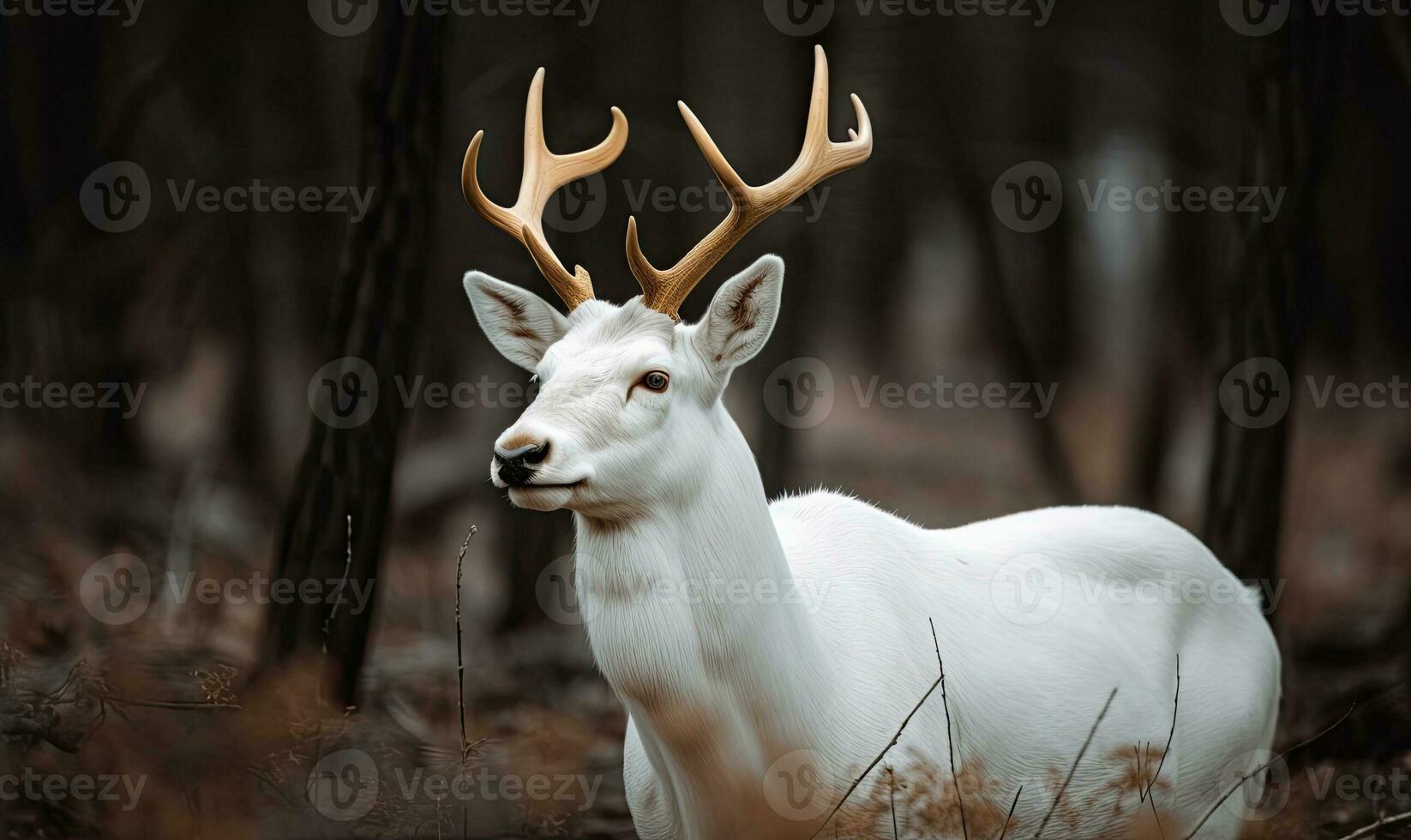 The forest is adorned by the presence of the mythical white deer Creating using generative AI tools photo