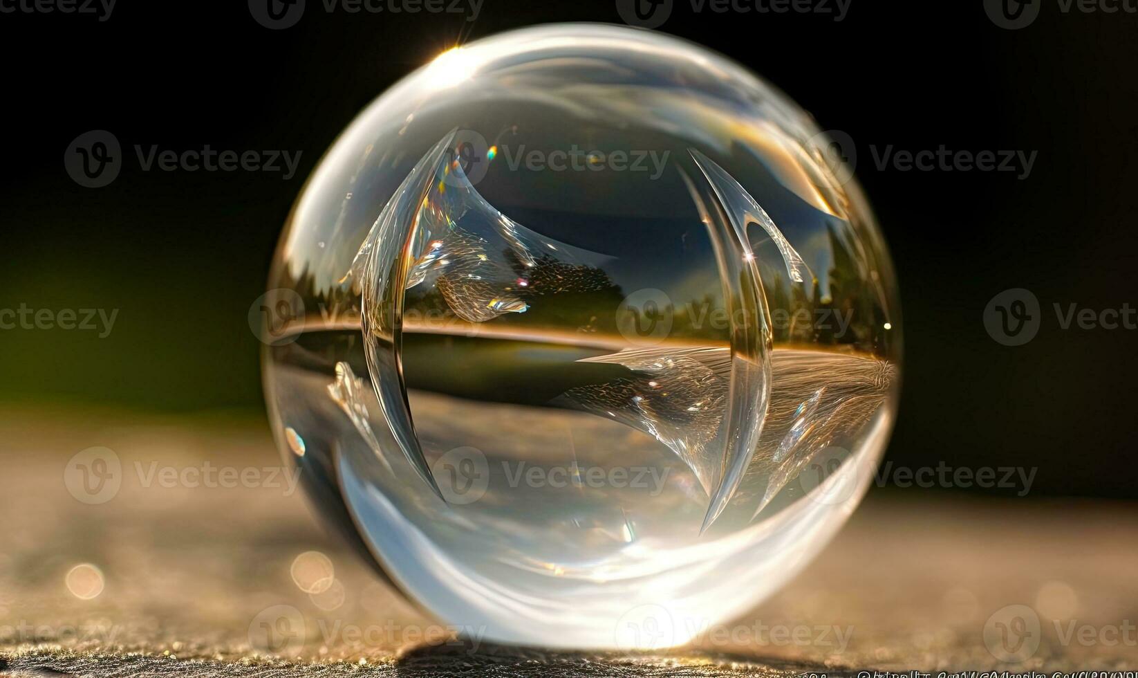 Transparent glass sphere forms a delicate bubble Creating using generative AI tools photo