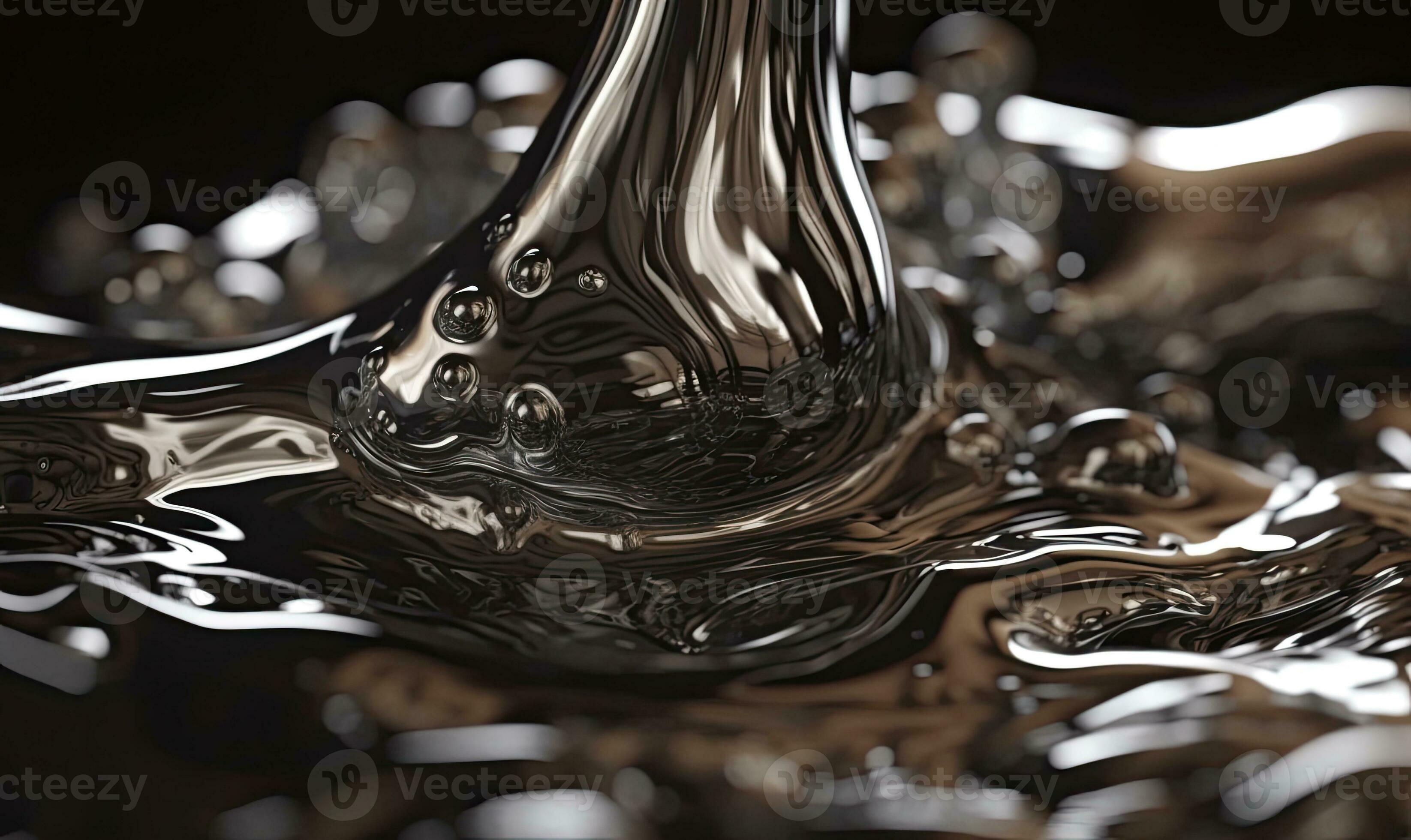 Closeup of liquid metal surface tension Creating using generative AI