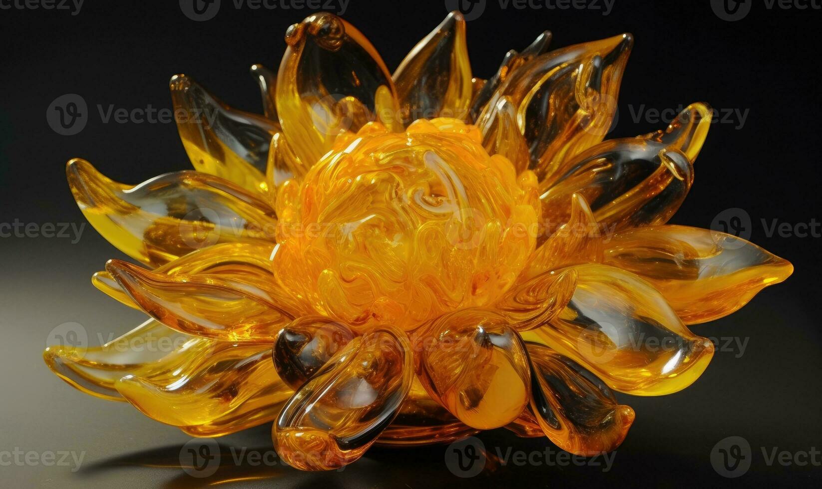 Transparent glass magnifies the bright colors of sunflower petals Creating using generative AI tools photo