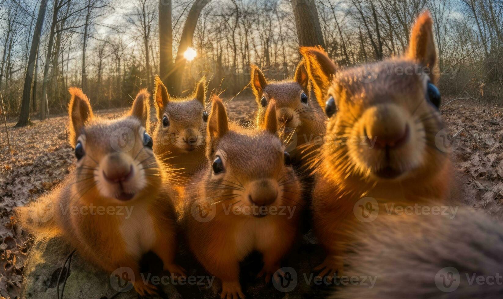 Selfie with style Squirrel shows off its charming personality and nimble movements. Creating using generative AI tools photo