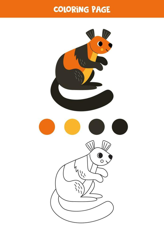 Color cute cartoon giant squirrel. Worksheet for kids. vector