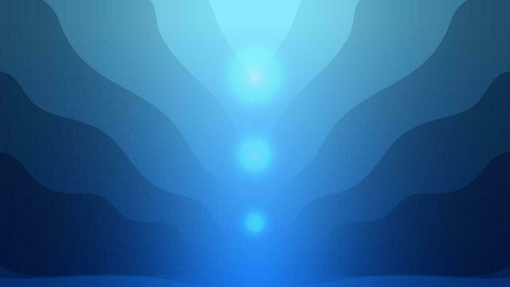 3D background geometric light dark blue glow river sea water mountain wave silhouette landscape vector