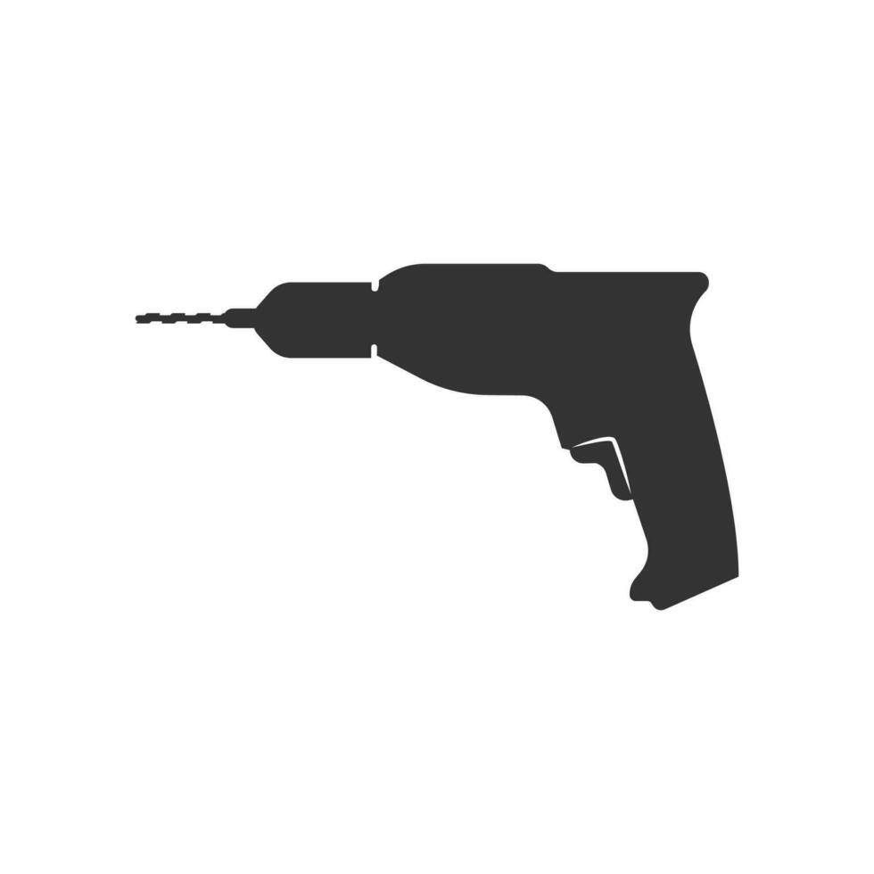 Simple Minimalist Isolated Hand Drilling Machine Silhouette Icon Illustration vector