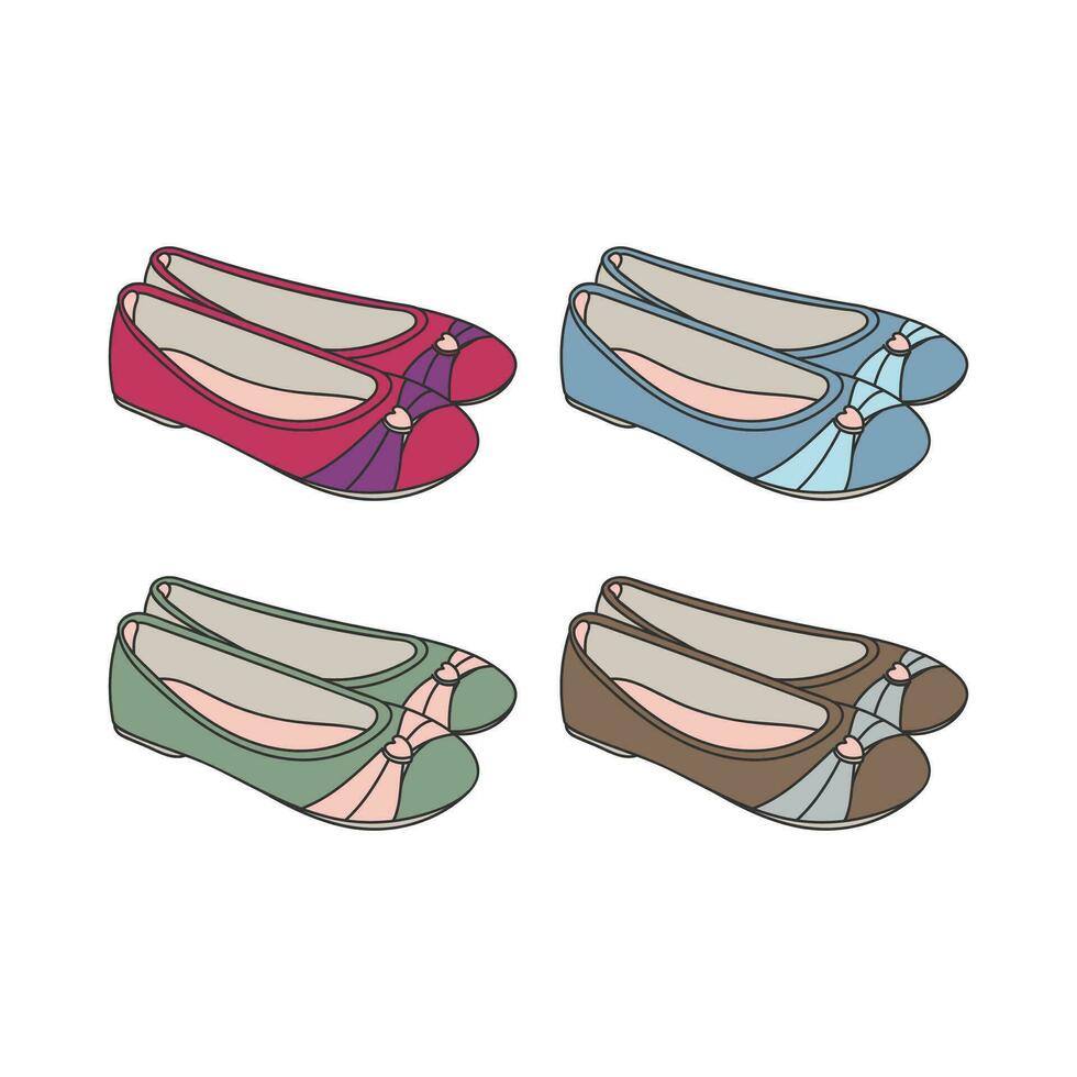 Trendy Beauty Woman Girl Lady Flat Shoes Style Accessories for Store Boutique Icon Illustration vector