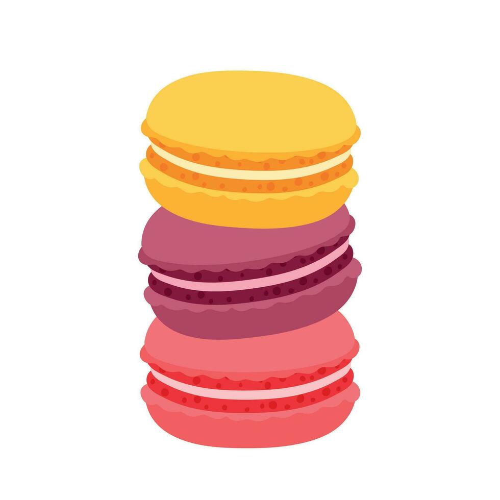 macarons galletas panadería comida en plano linda dibujos animados vector ilustración