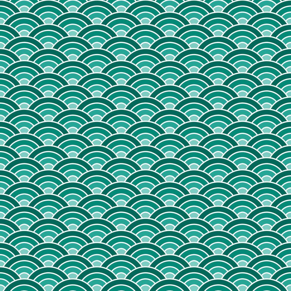 Green shade of Japanese wave pattern background. Japanese seamless pattern vector. Waves background illustration. for clothing, wrapping paper, backdrop, background, gift card. vector