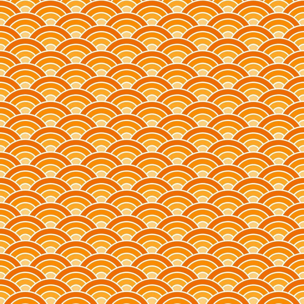 Orange shade of Japanese wave pattern background. Japanese seamless pattern vector. Waves background illustration. for clothing, wrapping paper, backdrop, background, gift card. vector