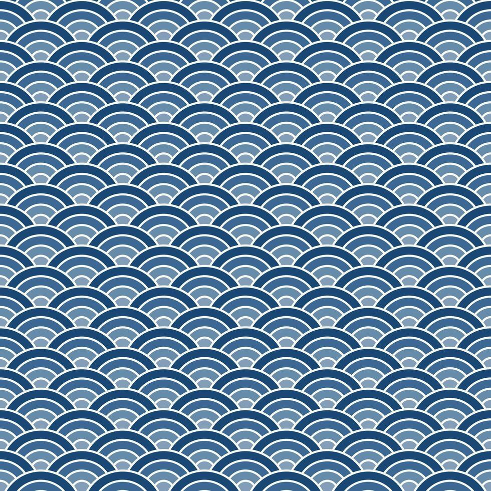 Navy blue shade of Japanese wave pattern background. Japanese seamless pattern vector. Waves background illustration. for clothing, wrapping paper, backdrop, background, gift card. vector