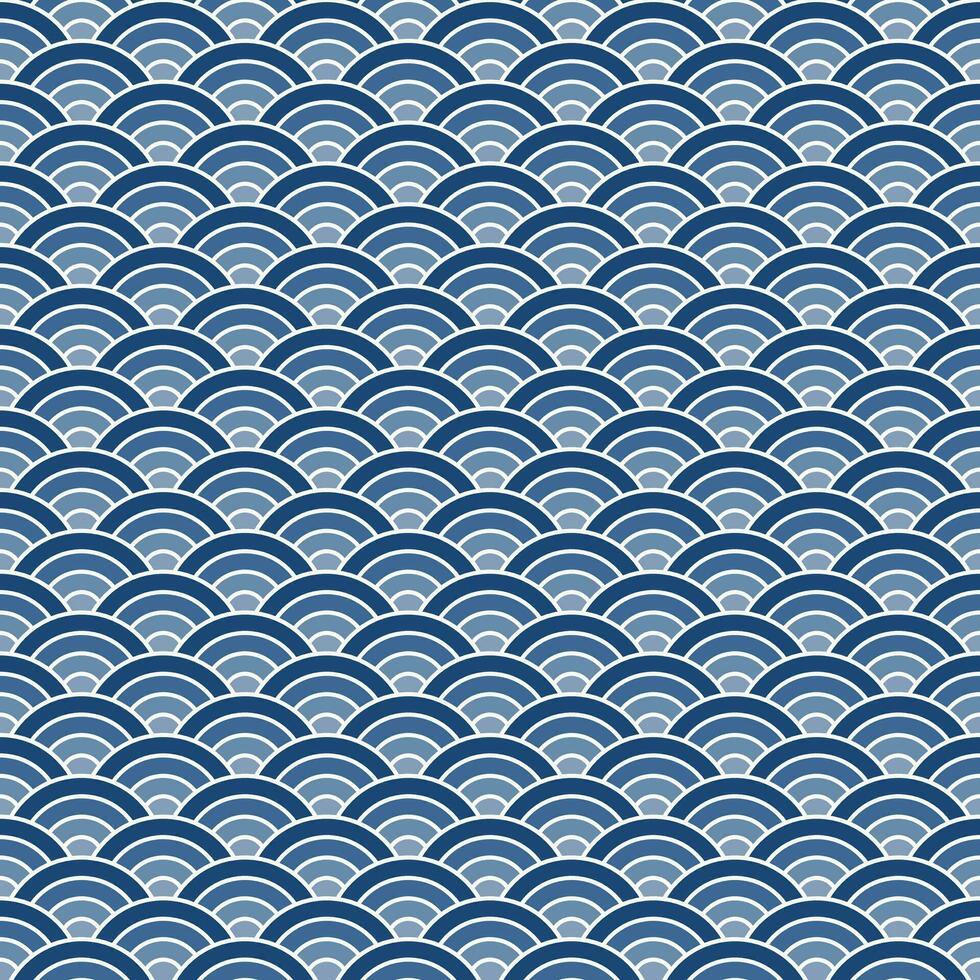 Navy blue shade of Japanese wave pattern background. Japanese seamless pattern vector. Waves background illustration. for clothing, wrapping paper, backdrop, background, gift card. vector