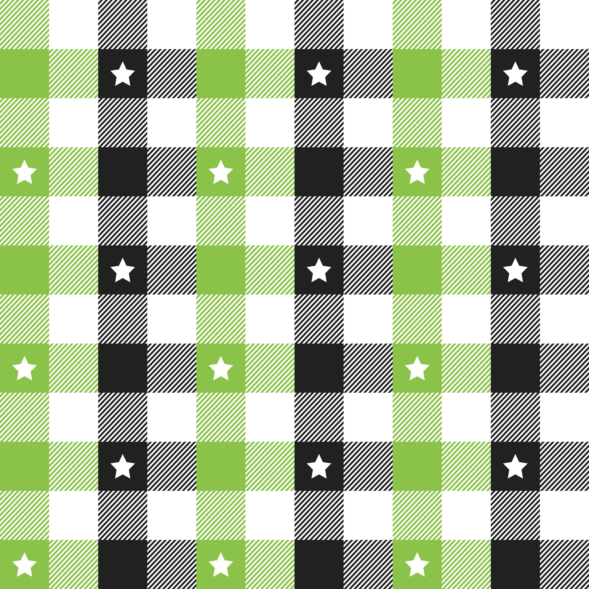 Light green and black plaid pattern with star background. plaid pattern