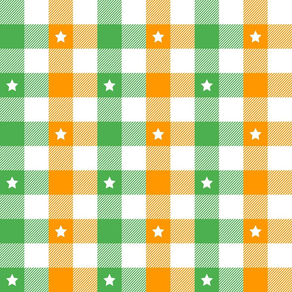 St. Patrick's day plaid pattern with star background. plaid pattern background. plaid background. Seamless pattern. for backdrop, decoration, gift wrapping, gingham tablecloth, blanket, tartan. vector