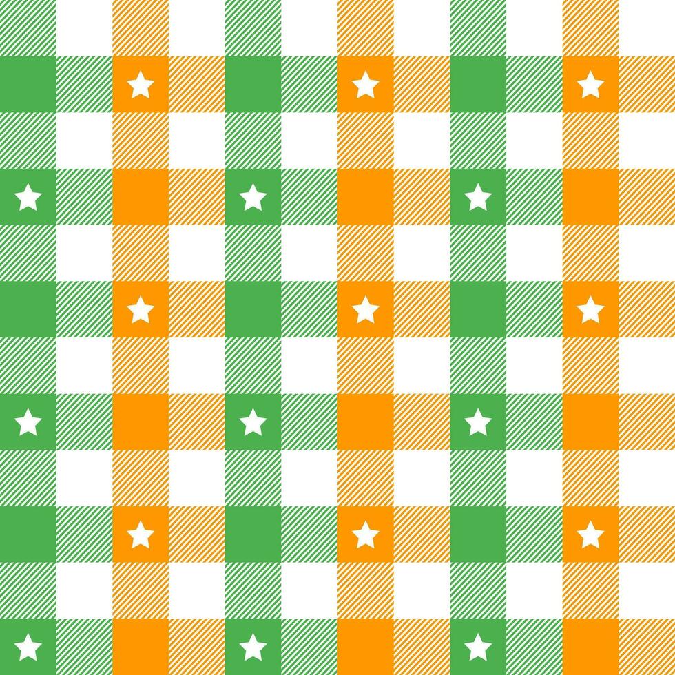 St. Patrick's day plaid pattern with star background. plaid pattern background. plaid background. Seamless pattern. for backdrop, decoration, gift wrapping, gingham tablecloth, blanket, tartan. vector