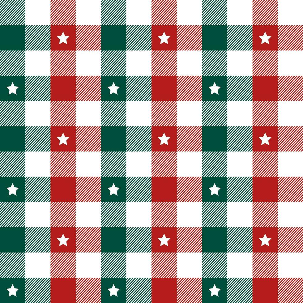 Christmas plaid pattern with star background. plaid pattern background. plaid background. Seamless pattern. for backdrop, decoration, gift wrapping, gingham tablecloth, blanket, tartan. vector