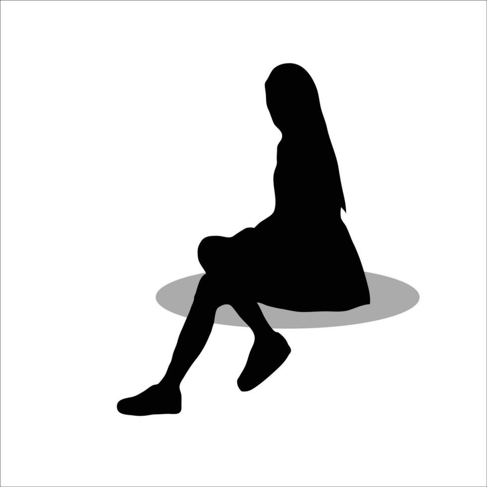 Girl sitting silhouette vector