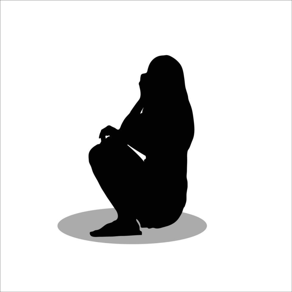 Girl sitting silhouette vector