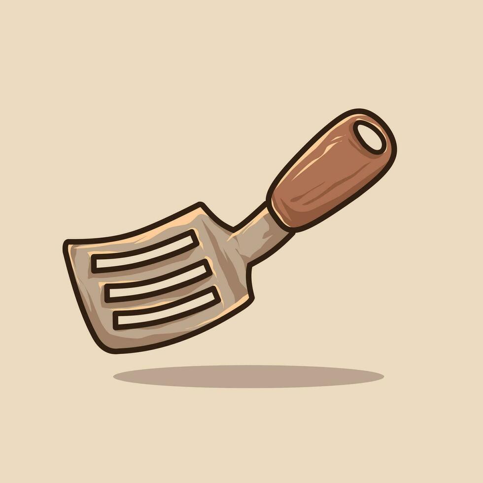 Cartoon spatula with handle on beige background vector