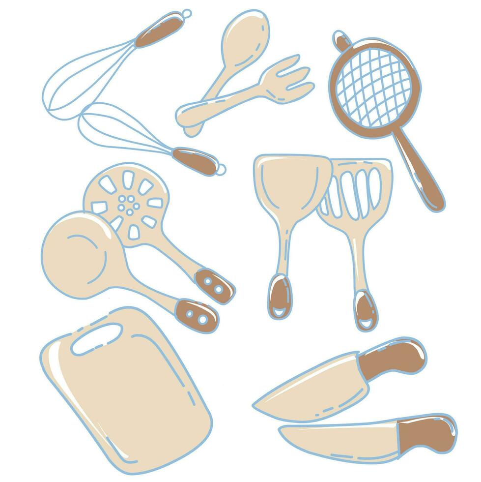 vector illustration of kitchen equipment icons