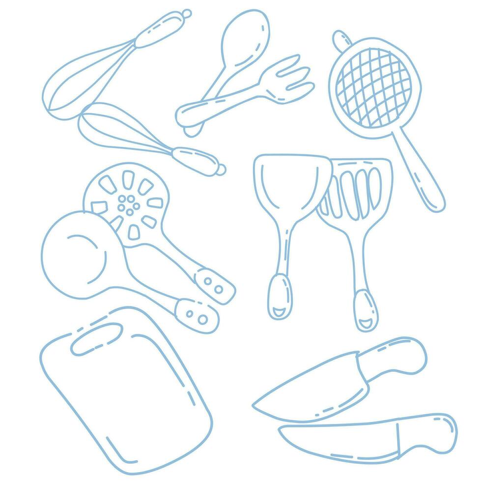 vector illustration of kitchen equipment icons