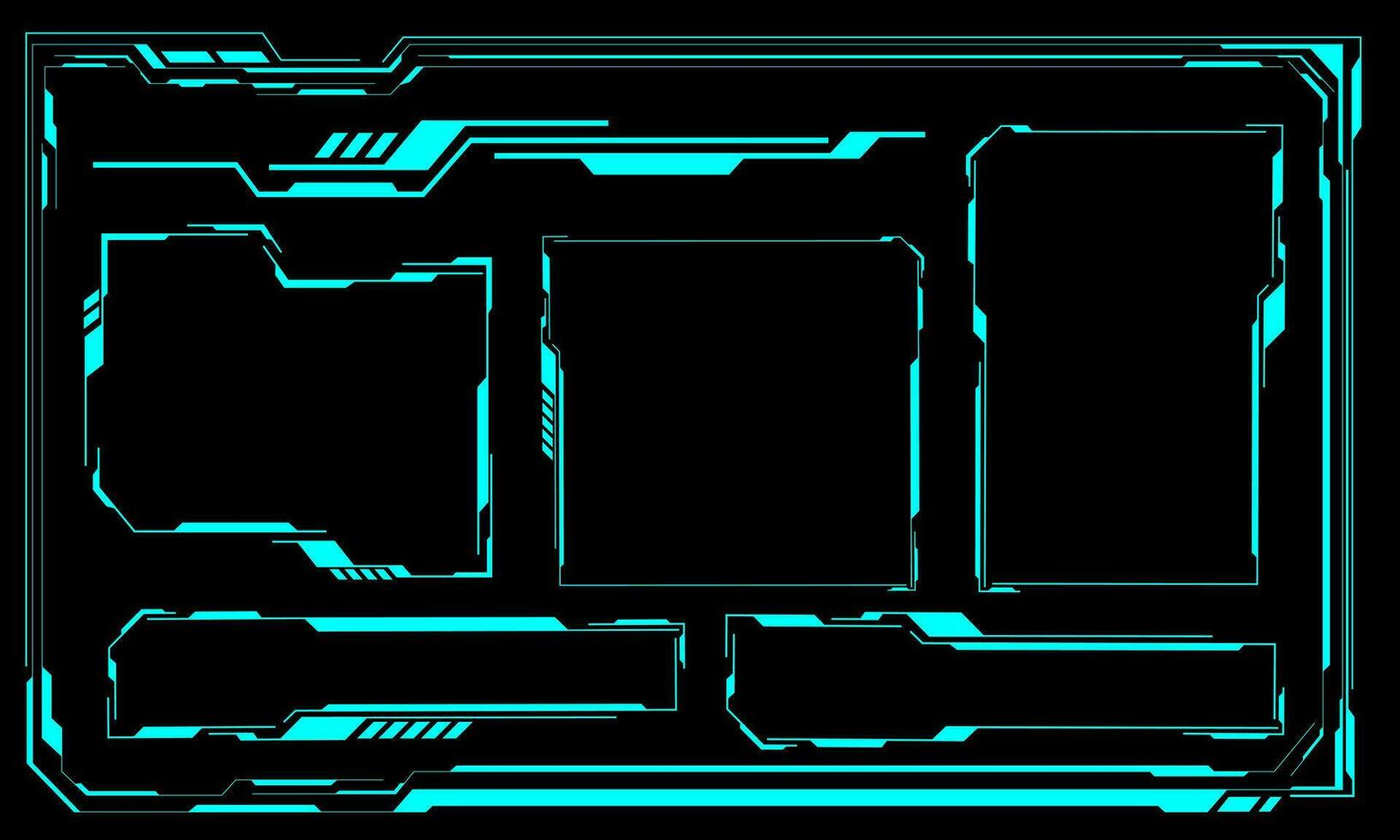 Hud frames blue user interface elements design modern technology futuristic control panel screen digital hologram window gaming menu touching cyber monitor set on black background vector