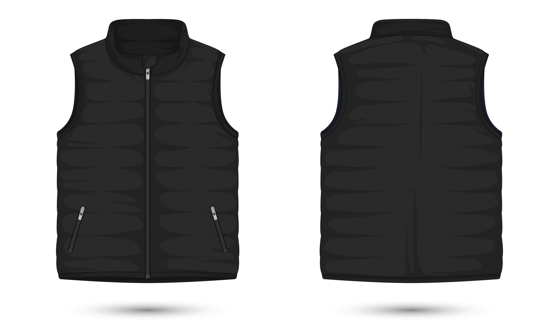 Black vest mockup front and back view, vector illustration 33515964